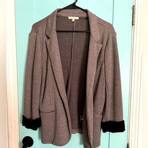 Heather Grey Polyester Blazer- Size Large-Skies Are Blue